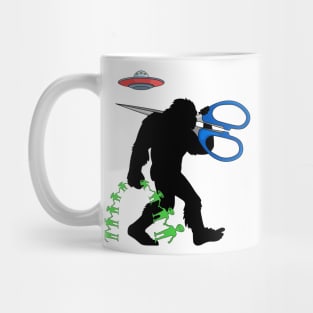 Bigfoot Scissors & Alien Paper Doll Chain Craft Mug